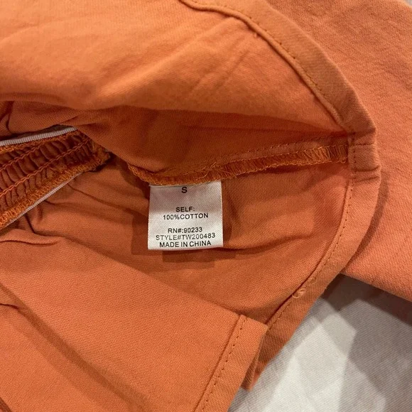 LA Hearts Smocked Square Neck Peplum Top Orange S Shirred Cotton boho cottage - Picture 3 of 7